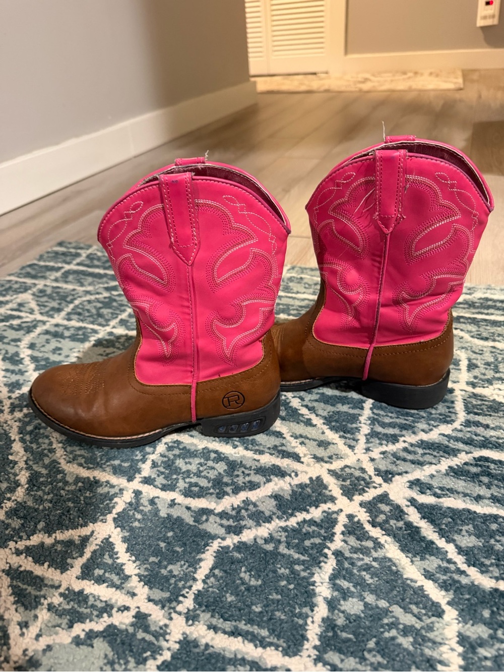 Roper Kids Brown & Pink Western Cowboy Boots